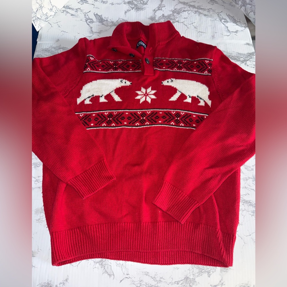 Chaps Polar Bear Ugly Christmas Holiday Sweater Sz Small - Size Tag Missing